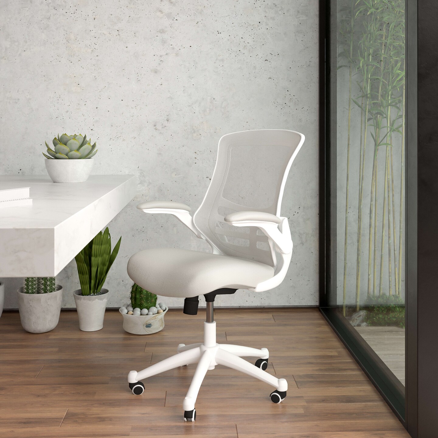 Emma and Oliver Mid-Back Mesh Swivel Ergonomic Task Office Chair with Flip-Up Arms