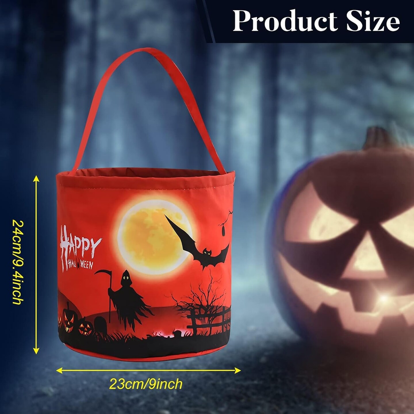 Trick or Treat Candy Bags Light Up Pumpkin Bucket (Red)