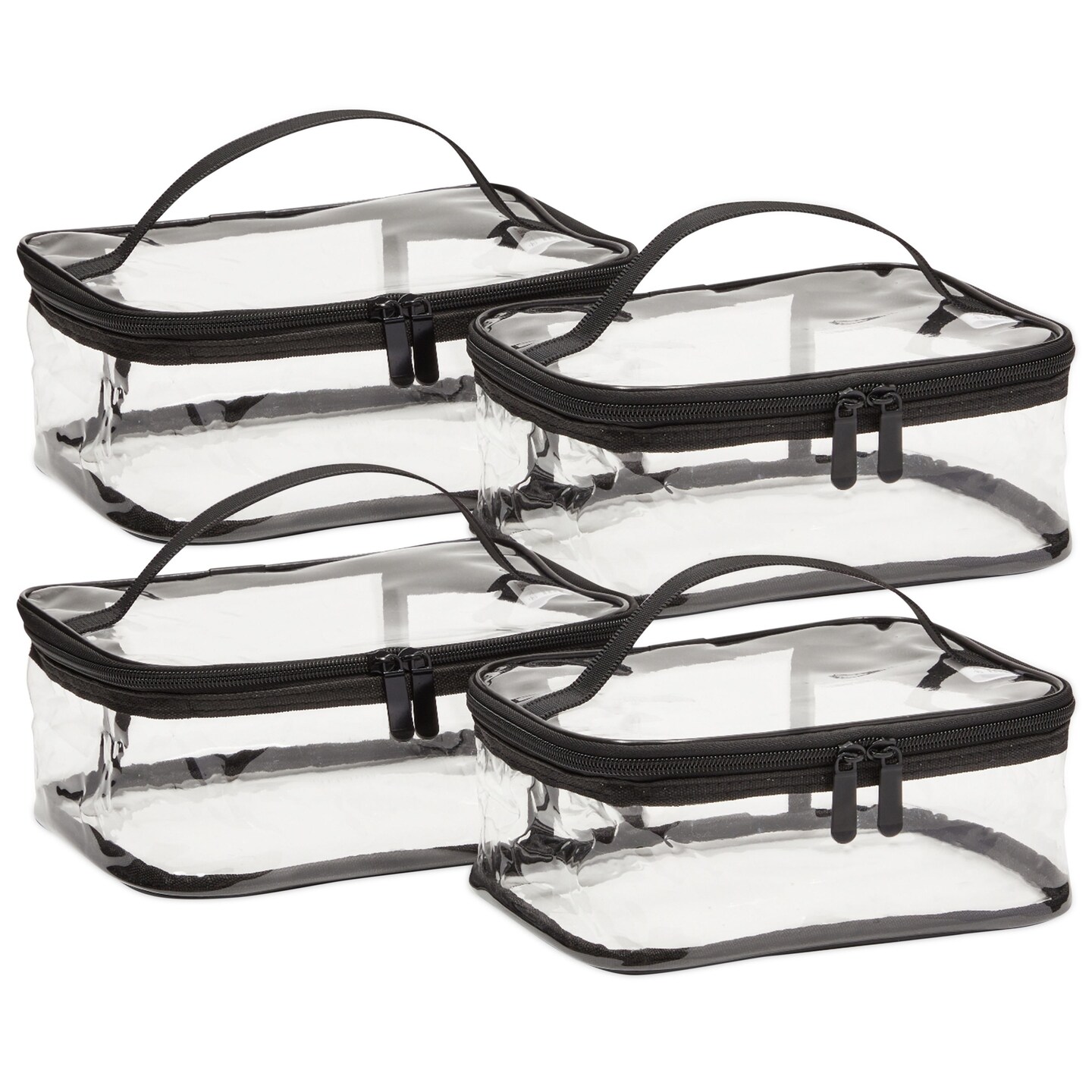 Clear Cosmetic Toiletry Bags for Travel, Makeup Storage, (Medium & Large, 4 Pack)