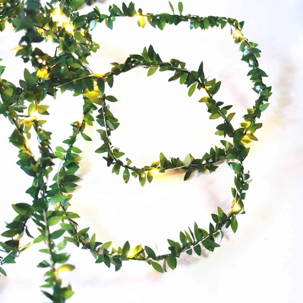 100LEDs Green Garland Tiny Leaf Vine String Light (Warm White)