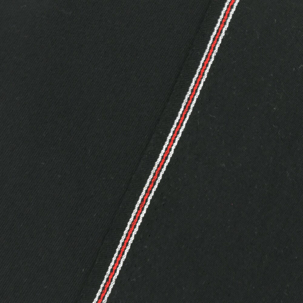 Crow Black Solid Wool Blend Selvedge Chino Twill Suiting Woven Fabric By the Yard