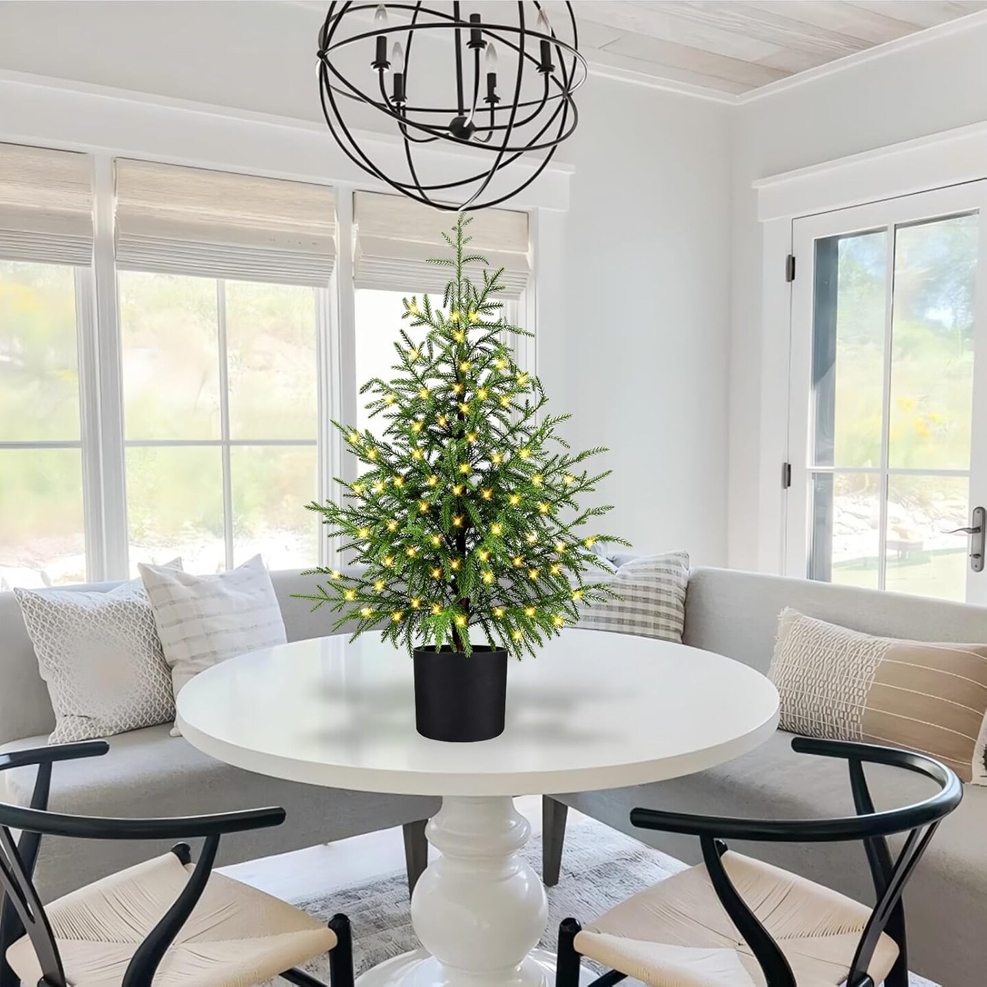 3FT Pre-Lit Artificial Norfolk Pine Christmas Tree (Green) 18&#x22;D x 18&#x22;W x 36&#x22;H