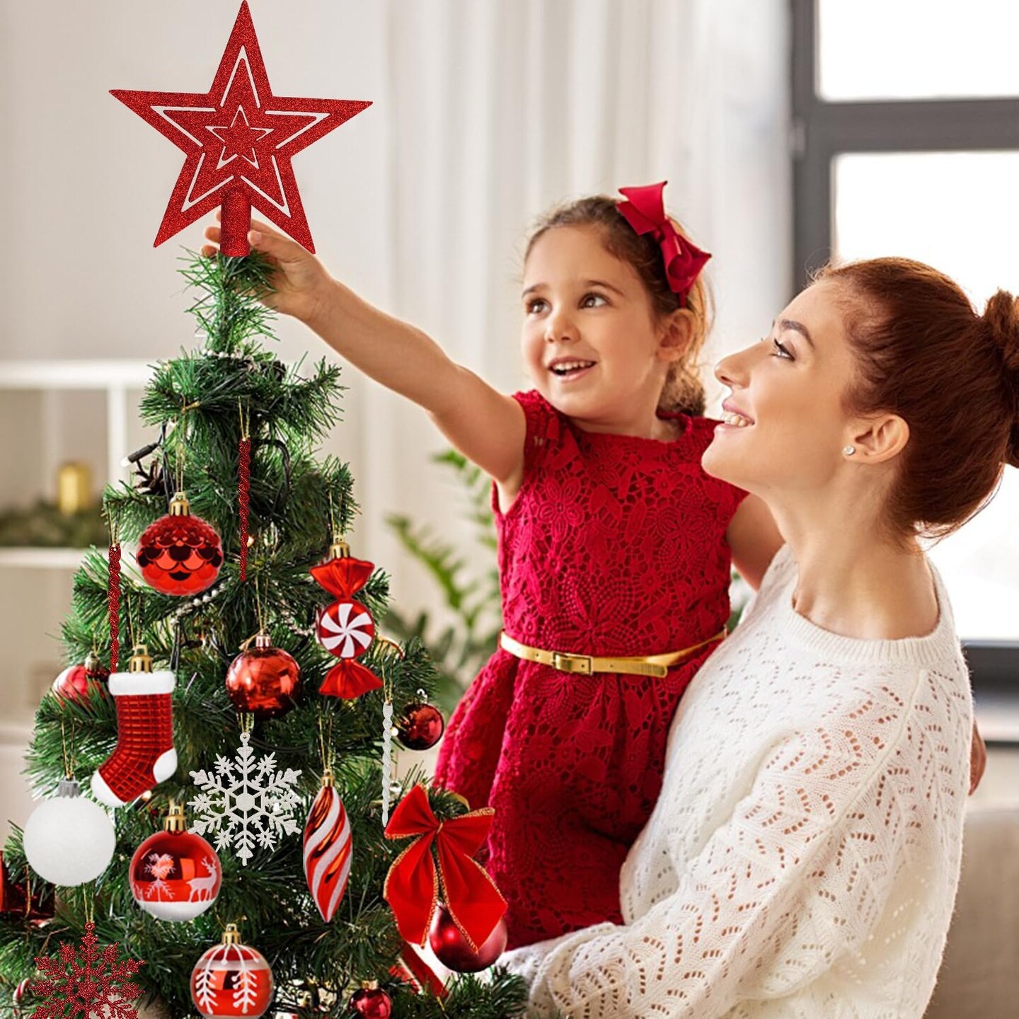 135 Pcs Christmas Ball Ornaments Set (Red)