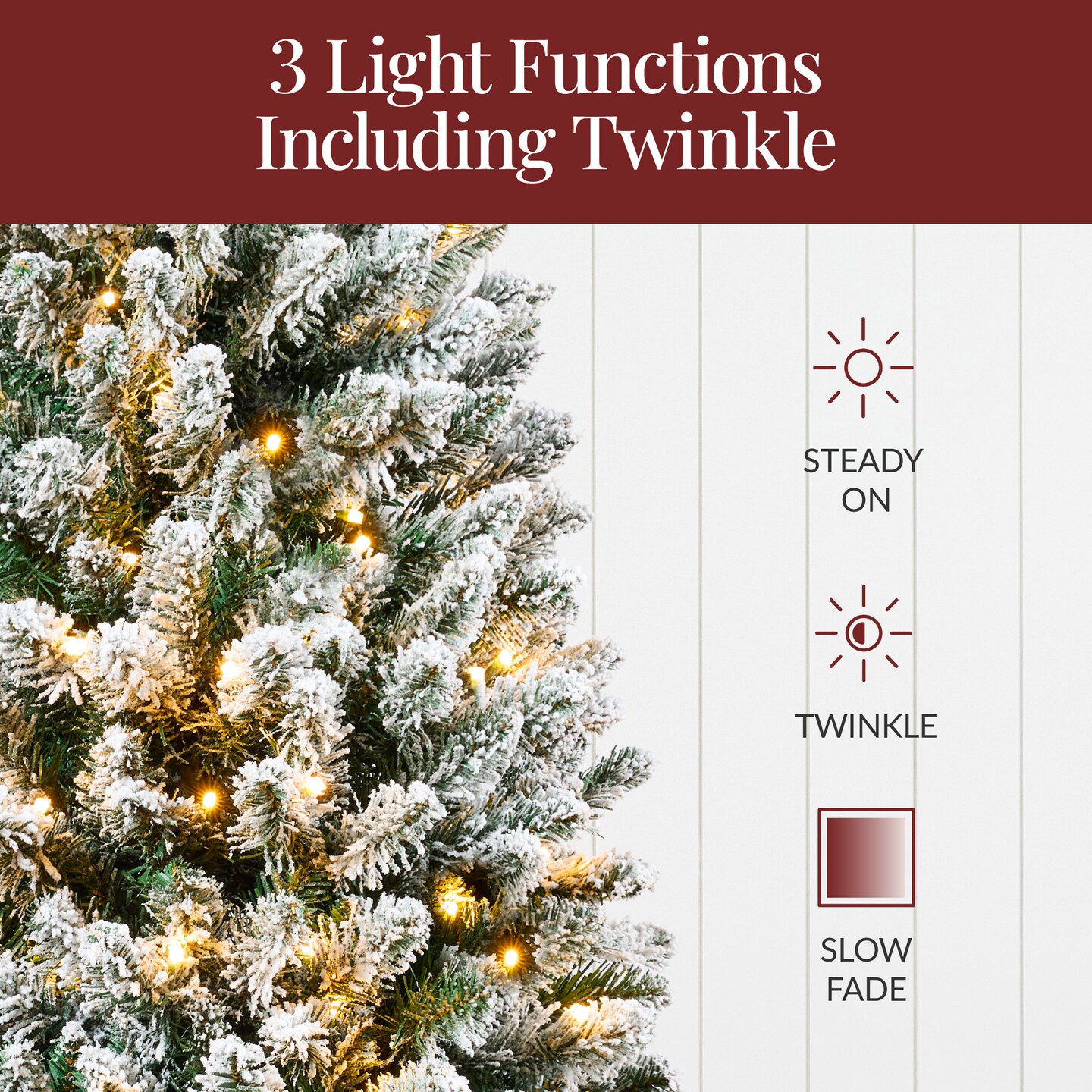 Best Choice Products Pre-Lit Potted Flocked Christmas Tree, Classic Artificial Holiday D&#xE9;cor, w/ Twinkling White LEDs