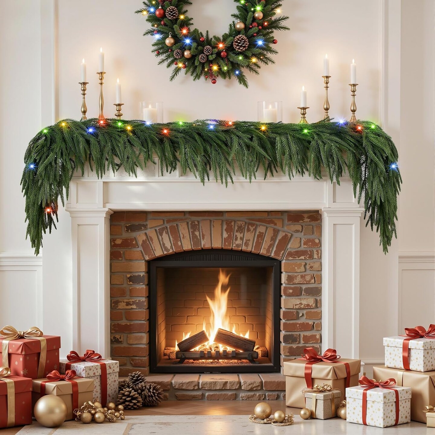 9ft Artificial Christmas Garland with Lights