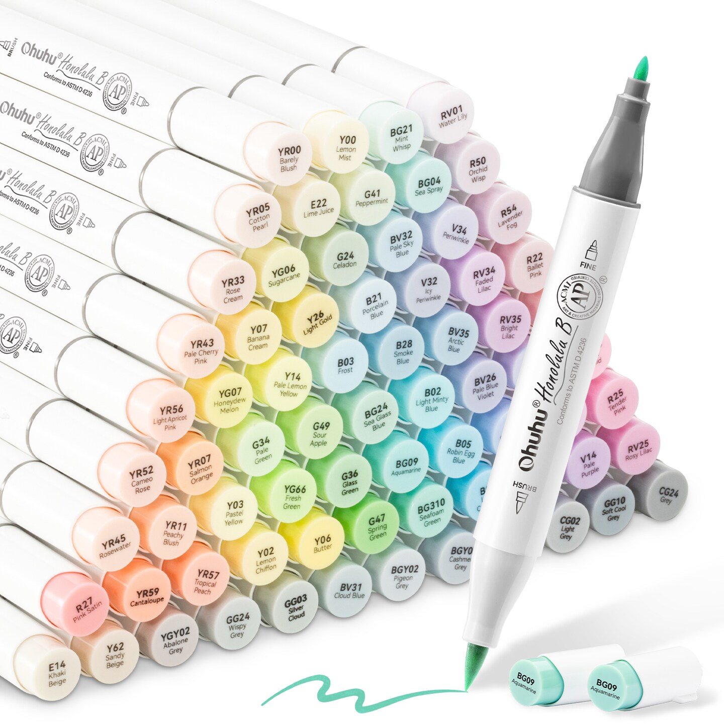 Ohuhu Honolulu B 48/96 Pastel Colors Markers Alcohol Based - Brush & Fine Dual Tips - Sweetness & Blossoming Color Sets