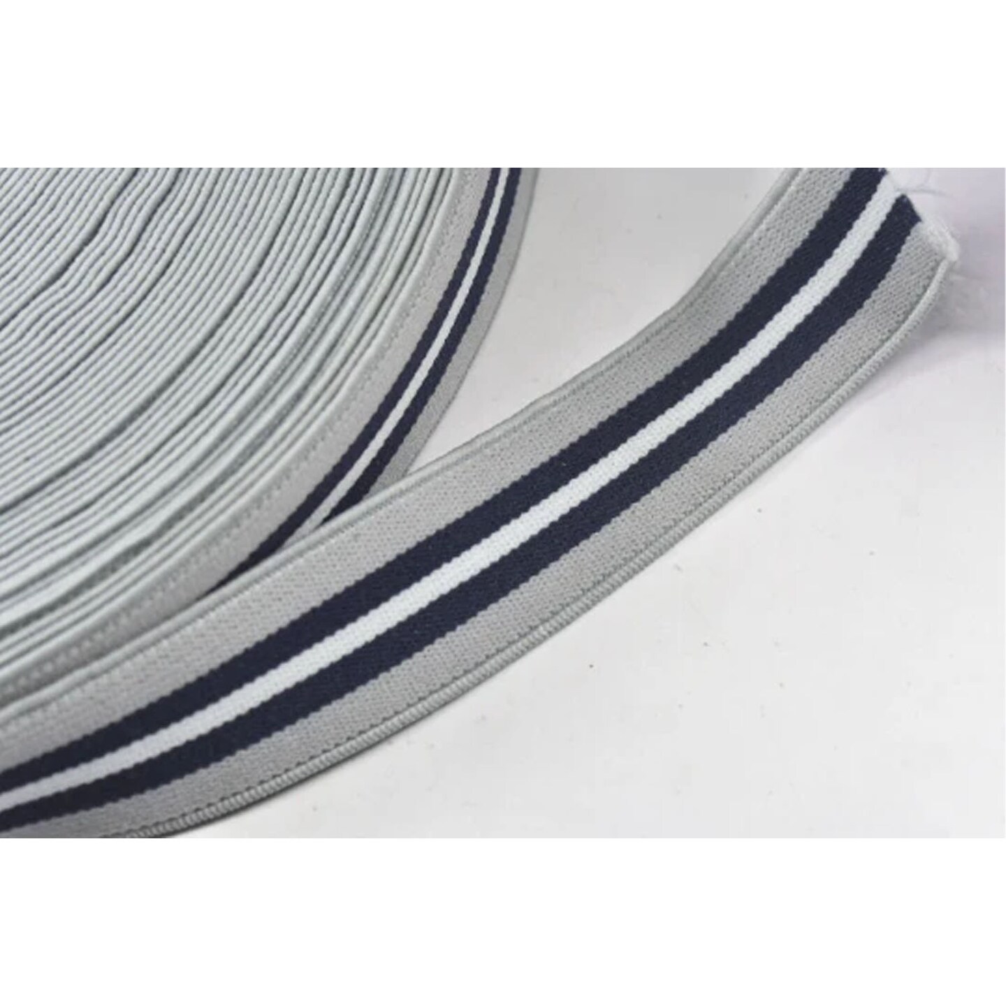 1 Yard Gray and Navy Blue Sports Elastic Trim for Clothing Costumes 1 inch Width