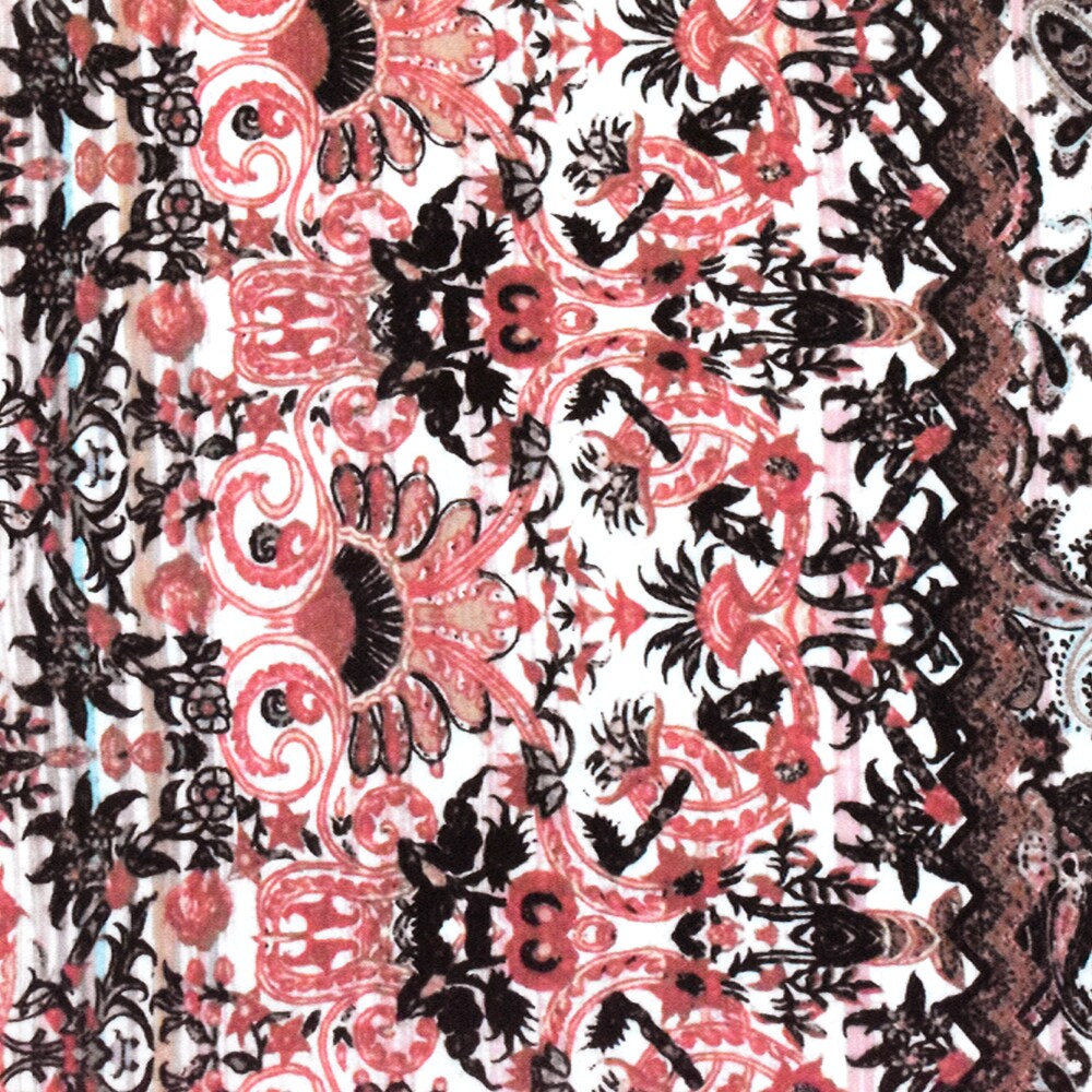 Pink-White-Multi Baroque Stripe Printed Rayon Stretch Jersey Knit Fabric By the Yard