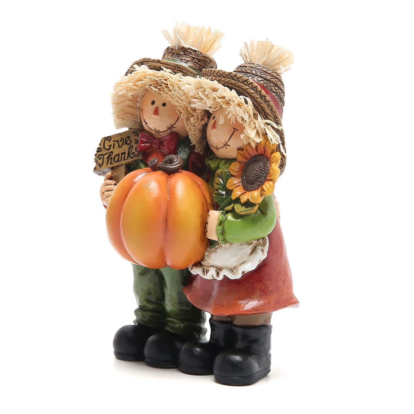 Fall Thanksgiving Scarecrow Couple Table Decorations Indoor, Resin Thanksgiving Scarecrow Figurines-Fall Thanksgiving Gifts-Fall Decorations for Home