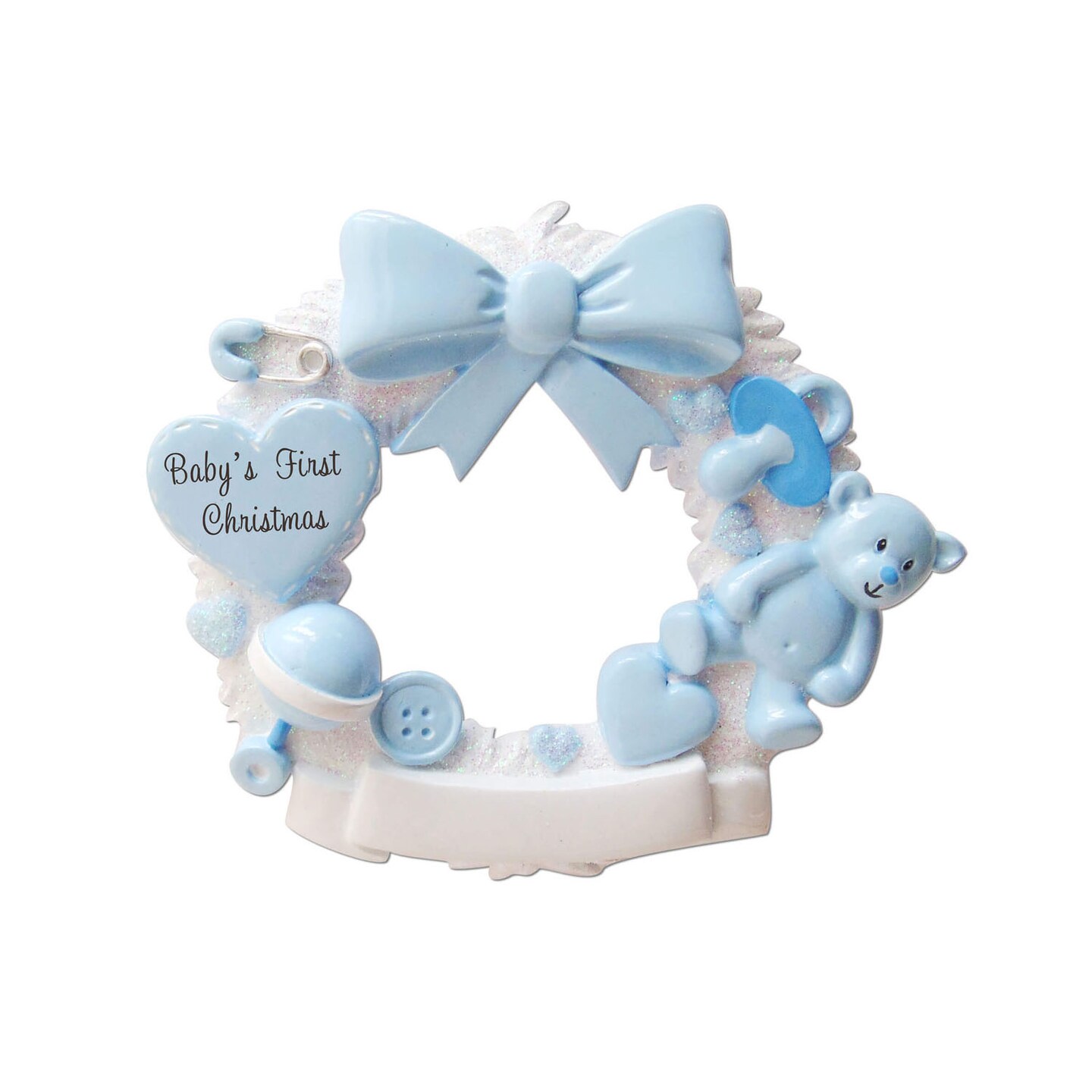 3" Baby Boy Wreath Customizable Ornament Personalized First Christmas Keepsake