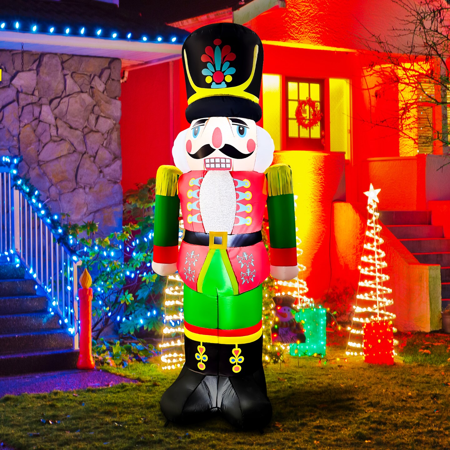 GOOSH 7FT Christmas Nutcracker Inflatable with LED Lights for Outdoor Yard D&#xE9;cor