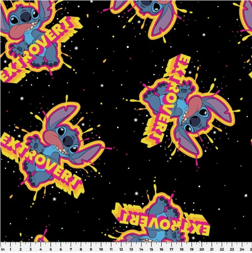 Licensed Disney&#x27;s Stitch - Stitch Extrovert Fleece Fabric by the Yard