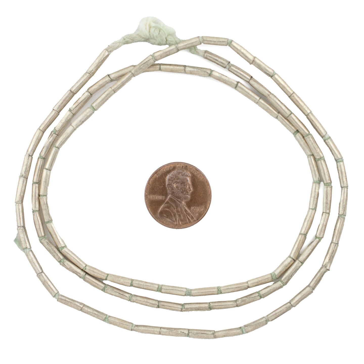 The Bead Chest White Metal Tube Ethiopian Beads (2mm): Full Strand of African Metal Spacers for DIY Jewelry Making