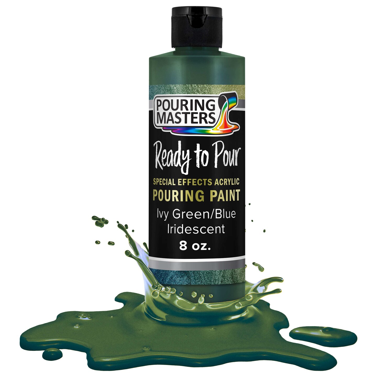 Pouring Masters Ivy Green/Blue Iridescent Special Effects Acrylic Pouring Paint - Premium 8-Ounce Pre-Mixed Fluid Acrylic Paint - Fluid Art Supplies for Canvas, Wood, Paper, Tile &#x26; Rocks