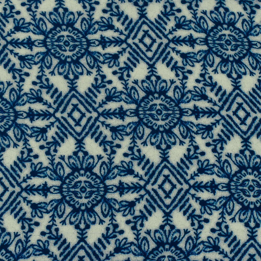 Blue-Gray Famous Designer Viscose Stamped Batik Printed Crepe Faille Fabric By the Yard