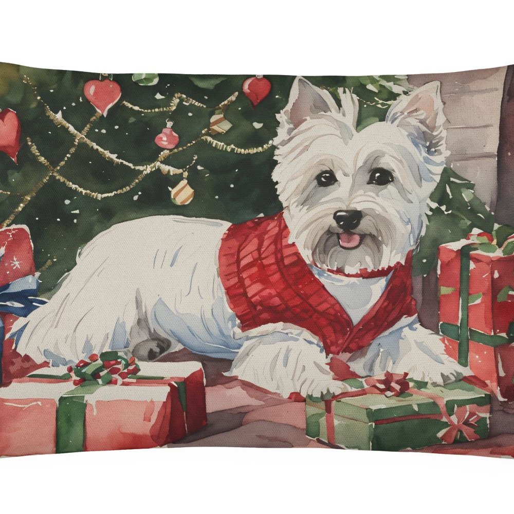 Edge Collections - 12" X 16" - Multicolor - Waiting on Throw Pillow Christmas Westie 1387 - 1 Piece