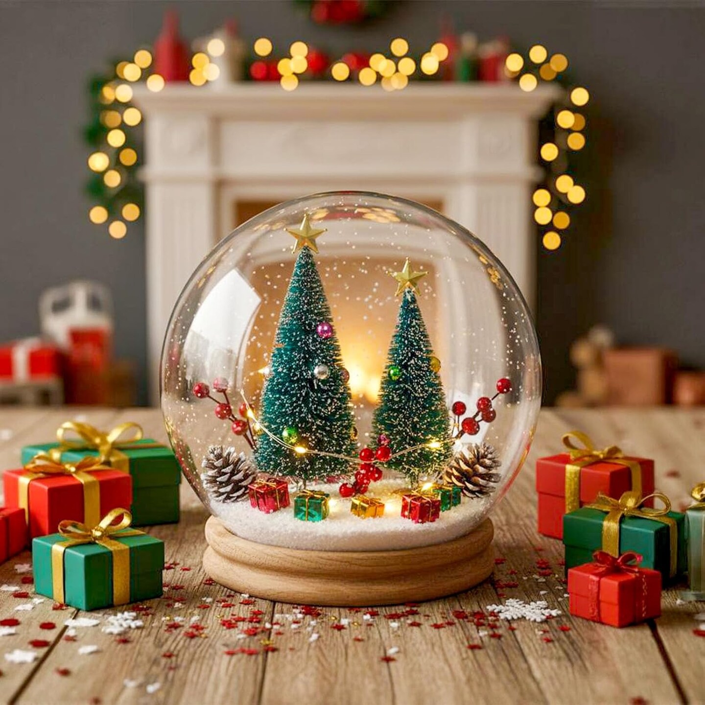 9PCS Sisal Snow Frost Trees with Wood Base for Table Top (Green) 3.54&#x22;D x 3.54&#x22;W x 7.87&#x22;H