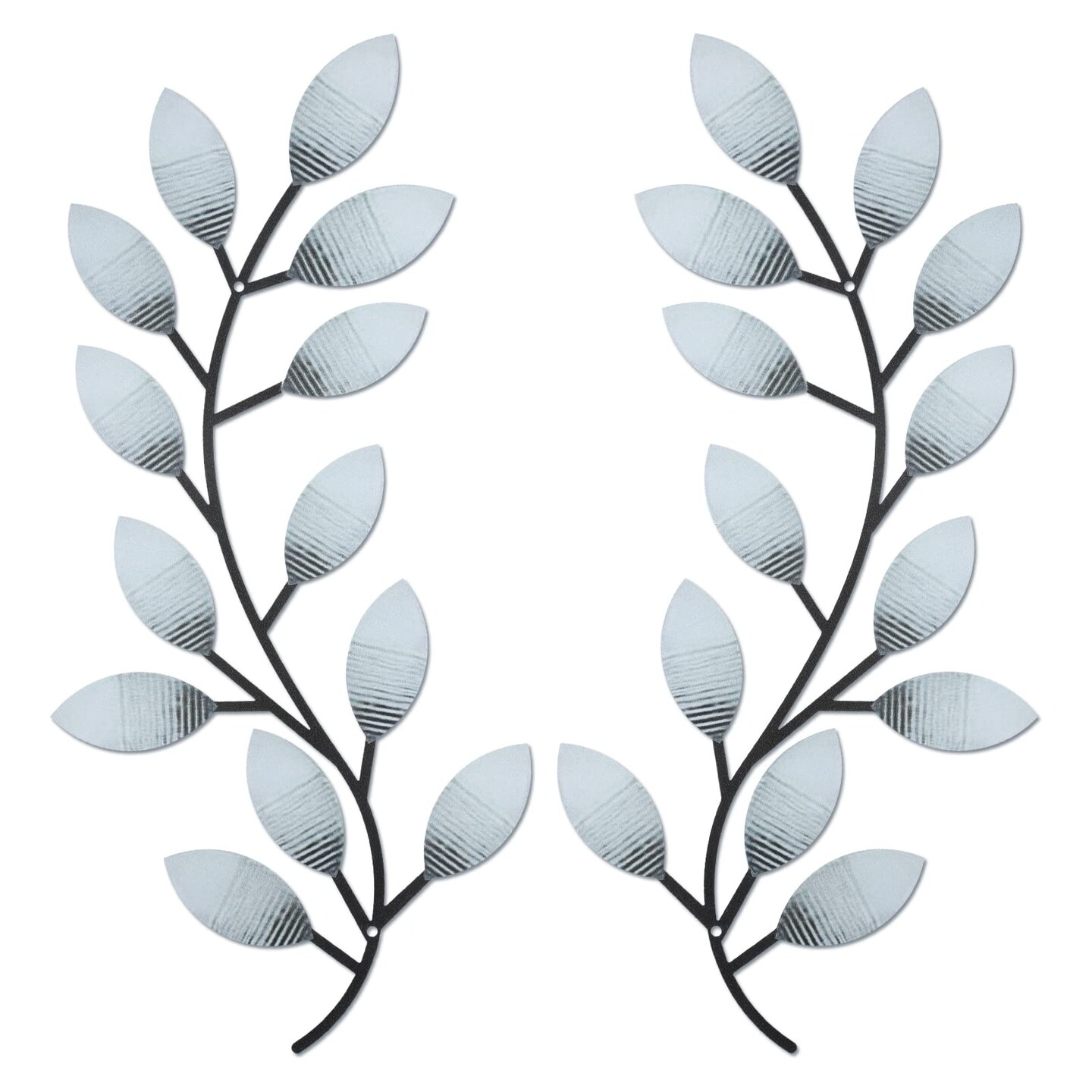2 Pieces Metal Tree Leaf Wall Decor Vine Olive Branch Leaf Wall Art Living Room, Hallway Wall Decor Outdoor Decoration(Retro White)