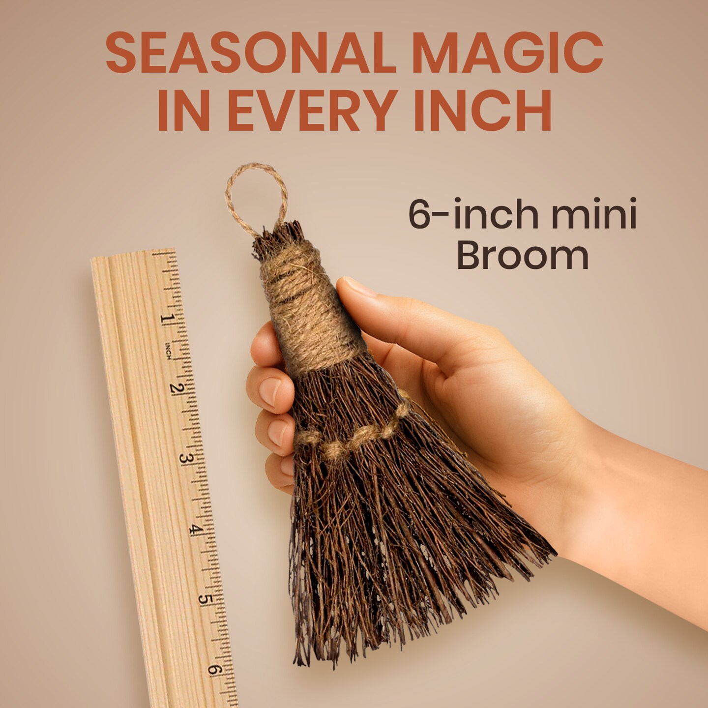Cinnamon Broom 6&#x22; - Cinnamon Broomstick Scented 1 Pack -Mini Broom - Witches Broom Cinnamon Broomstick Decoration for Halloween