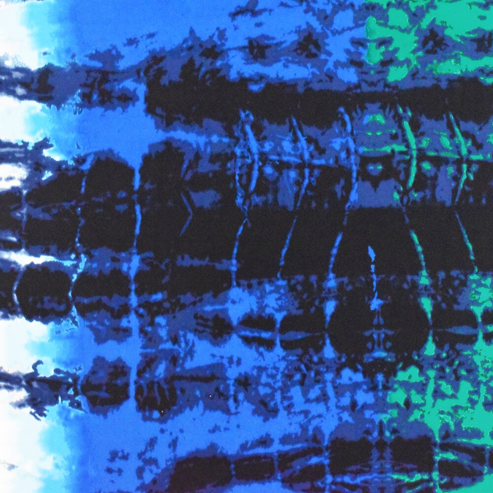 Turquoise-Navy Abstract Tie Dye Printed Swimwear Stretch Tricot Fabric By the Yard