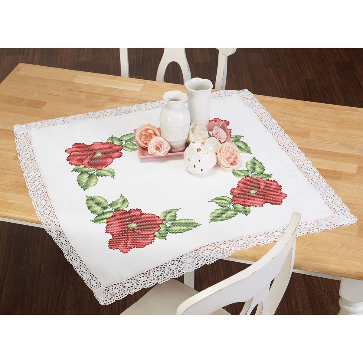 Herrschners Poppy Petals Table Topper Stamped Cross-Stitch Kit | Michaels