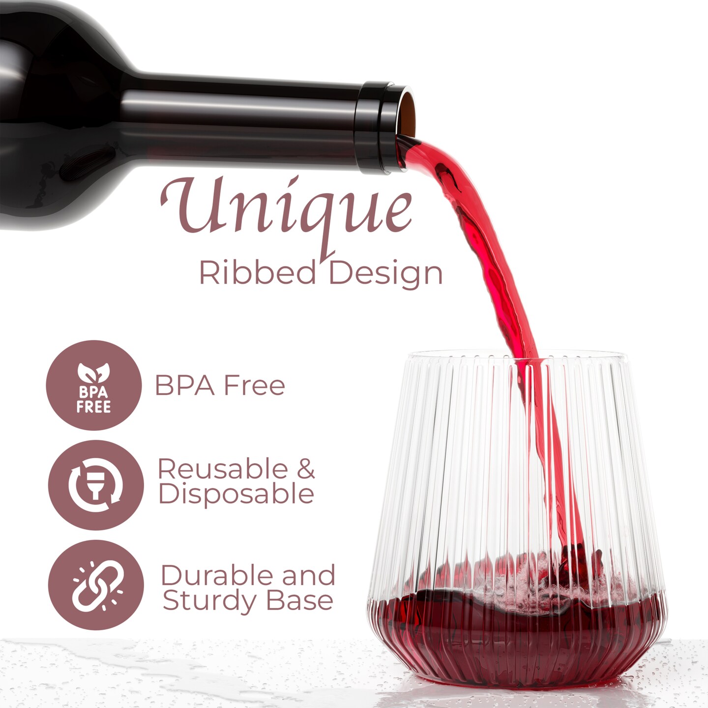 Exquisite Plastic Stemless Wine Glasses Disposable Wine Glasses 12 Oz Elegant Plastic Cups Reusable Durable Party Cups Disposable Cocktail Glass For Weddings & Events