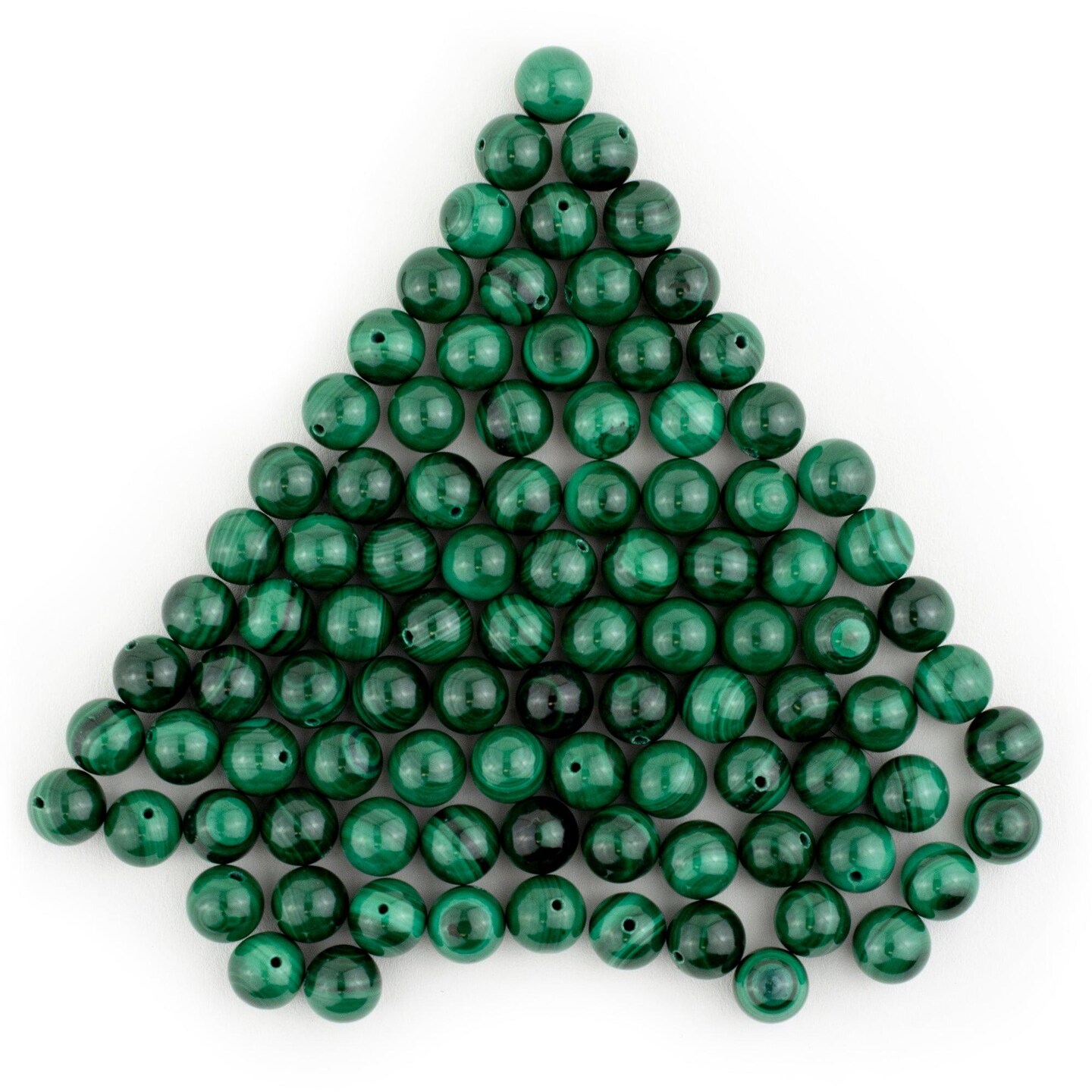 The Bead Chest Half-Drilled Round Malachite Beads 8.25mm, Set of 70 Green Stone