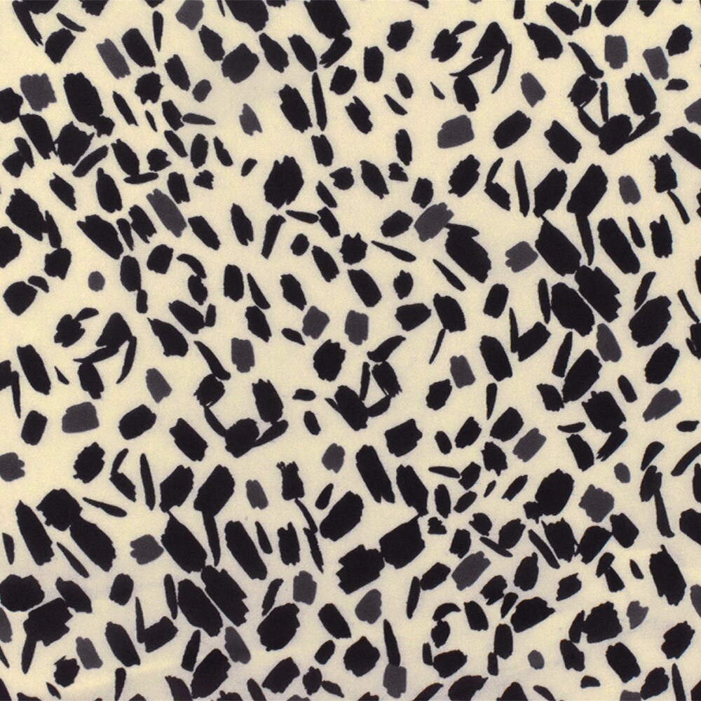 Soft Beige-Black Famous Designer Abstract Print Rayon Chiffon Woven Fabric By the Yard