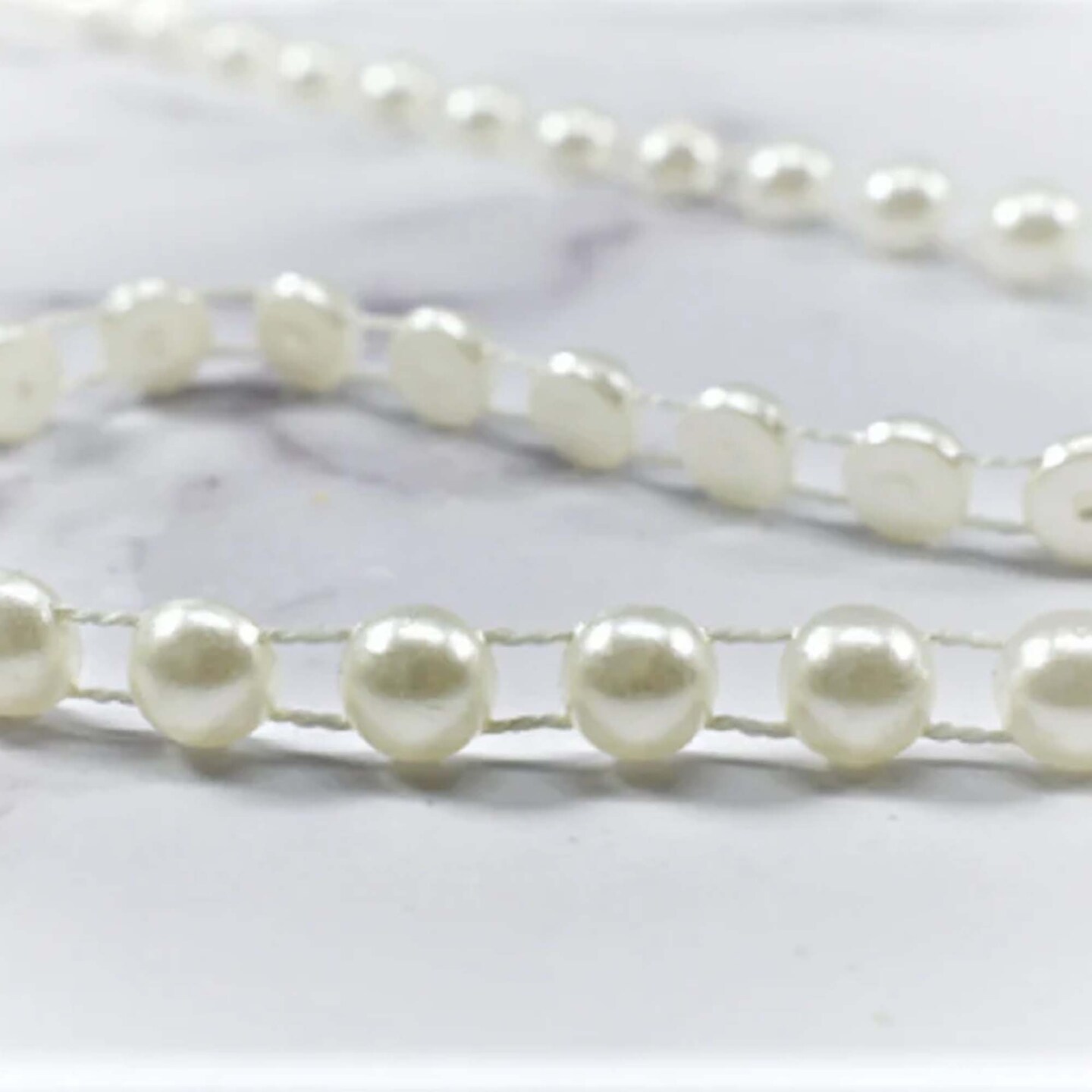 1 Yard Half Back Pearl Trim Decorative 0.25 Inch for Clothing and Crafts