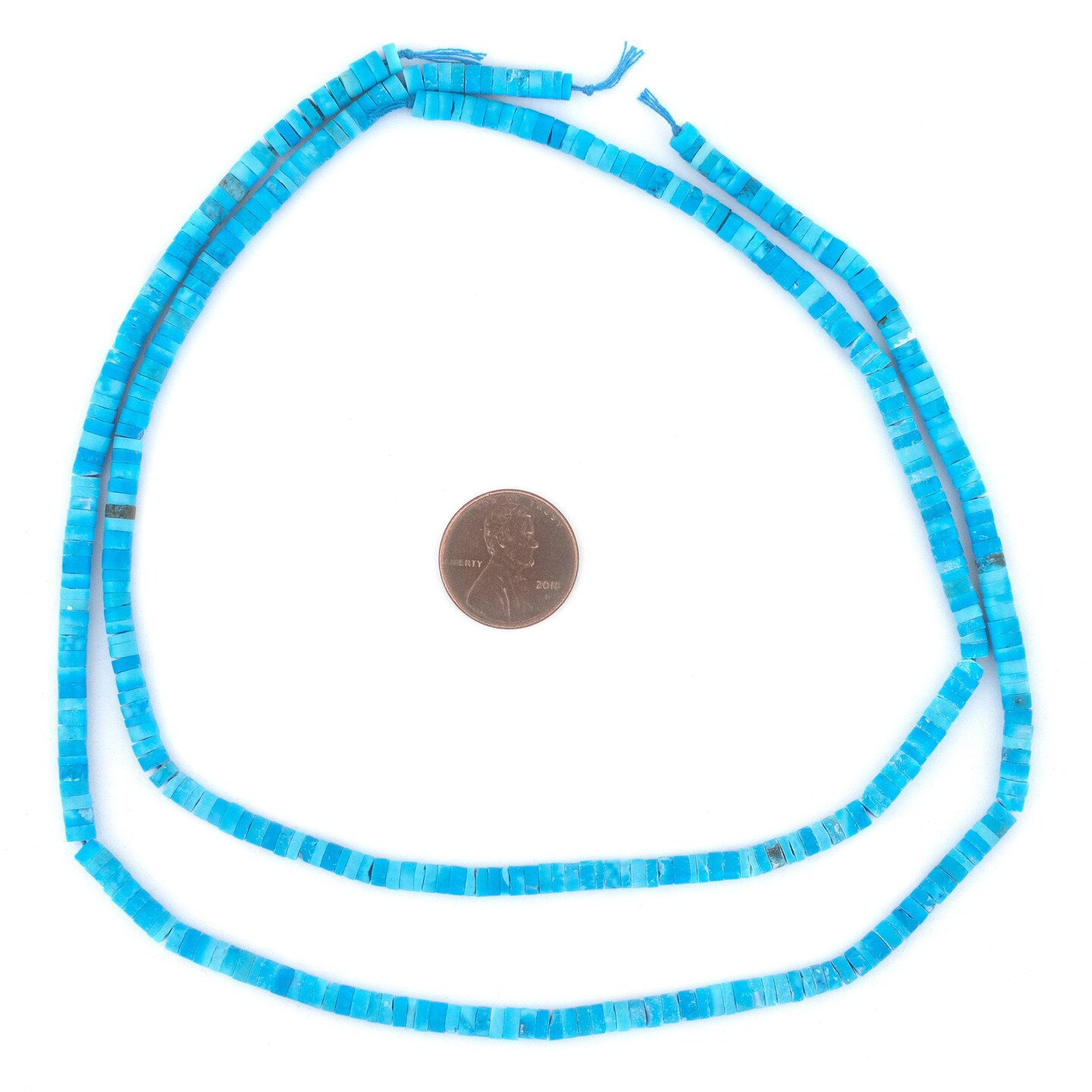 The Bead Chest Blue Turquoise Afghan Stone Cylinder Beads 4mm Afghanistan Gemstone 15 Inch Strand