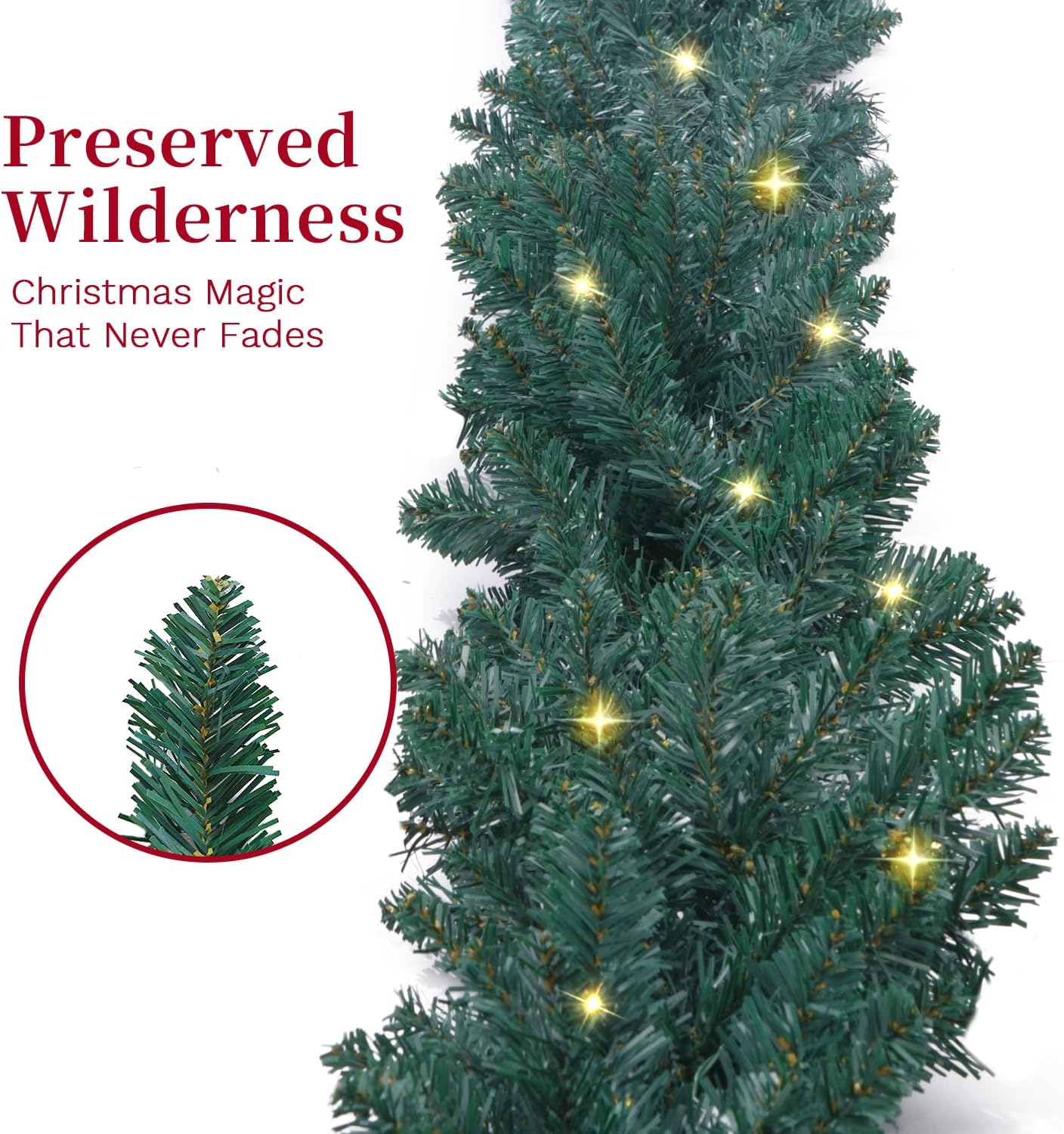 9 FT Christmas Garland with Lights (Green)