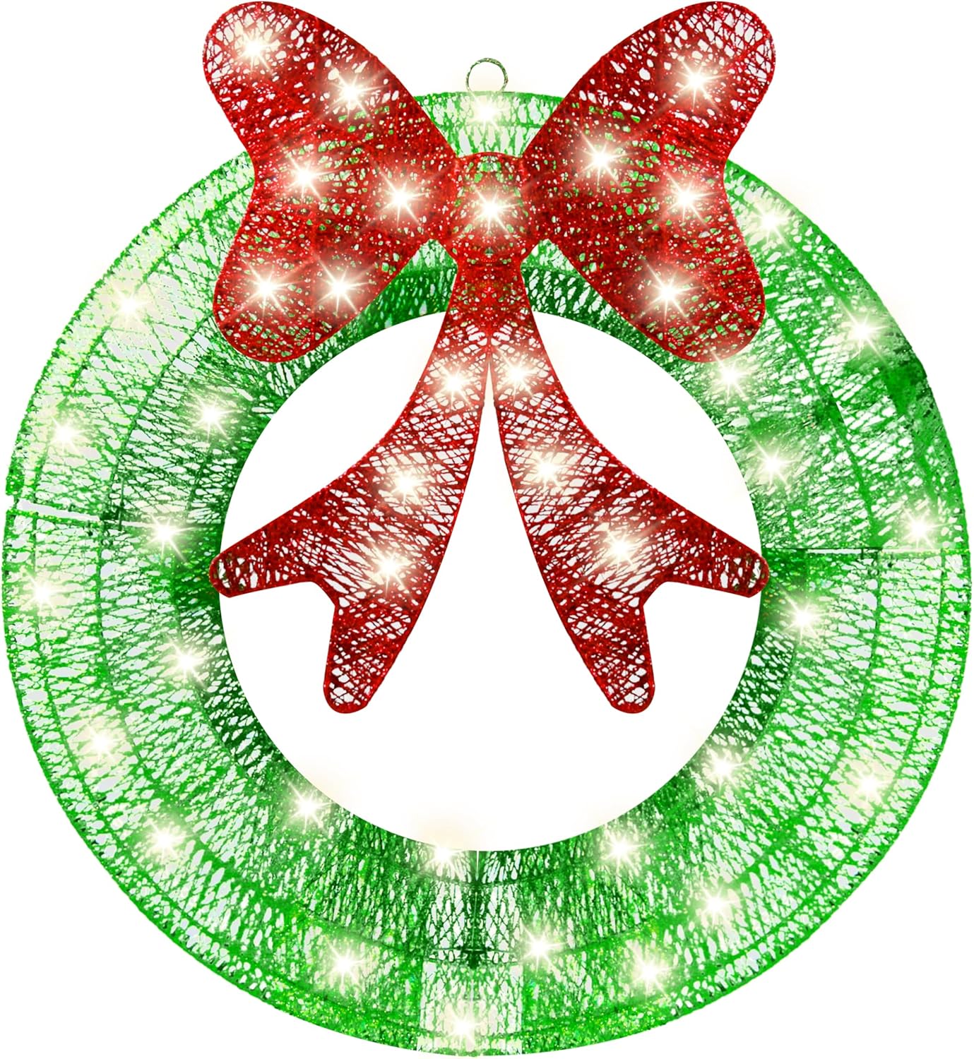 24in Outdoor Christmas Wreath Decoration (Green) 	5"D x 24"W x 24"H