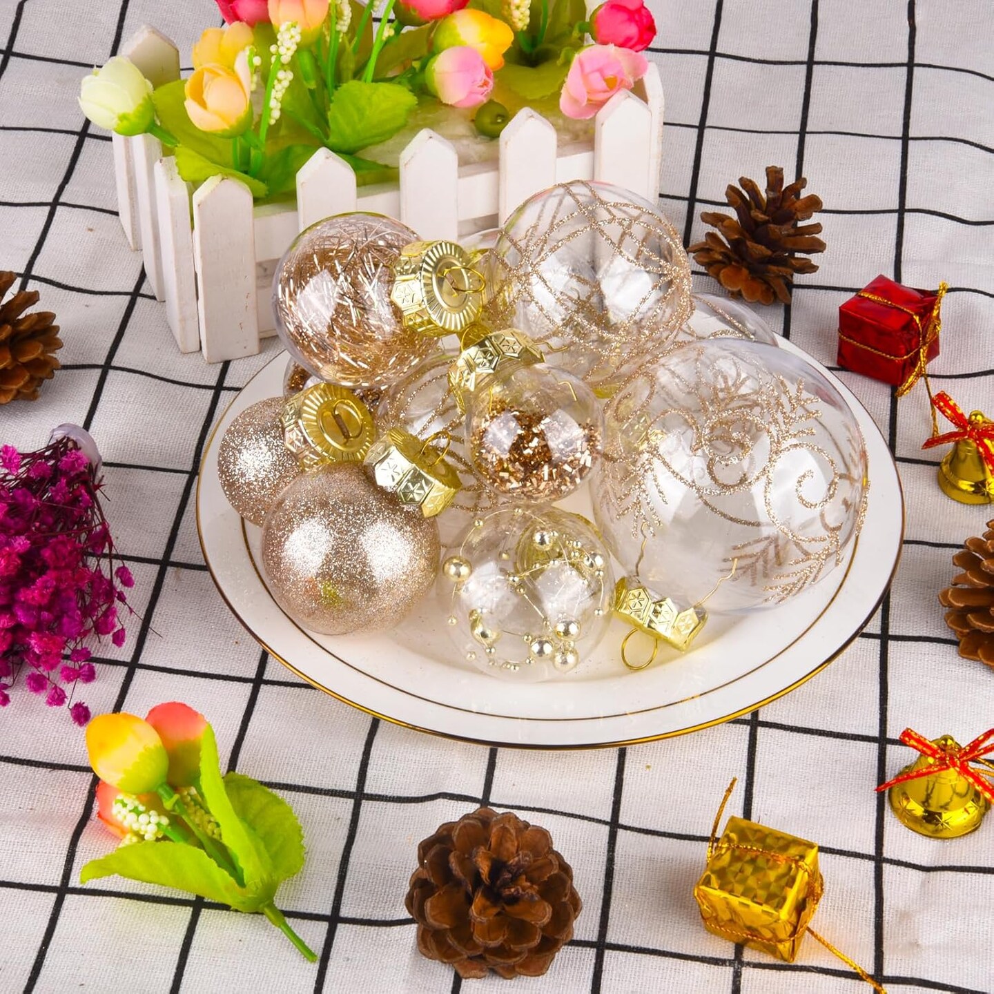 30Pcs Christmas Ball Ornaments Set - Shatterproof (Champagne)