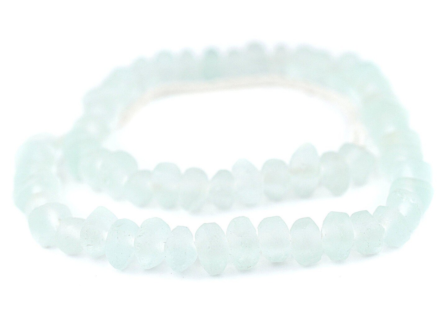 The Bead Chest Clear Aqua Rondelle Java Recycled Glass Beads (6x10mm)