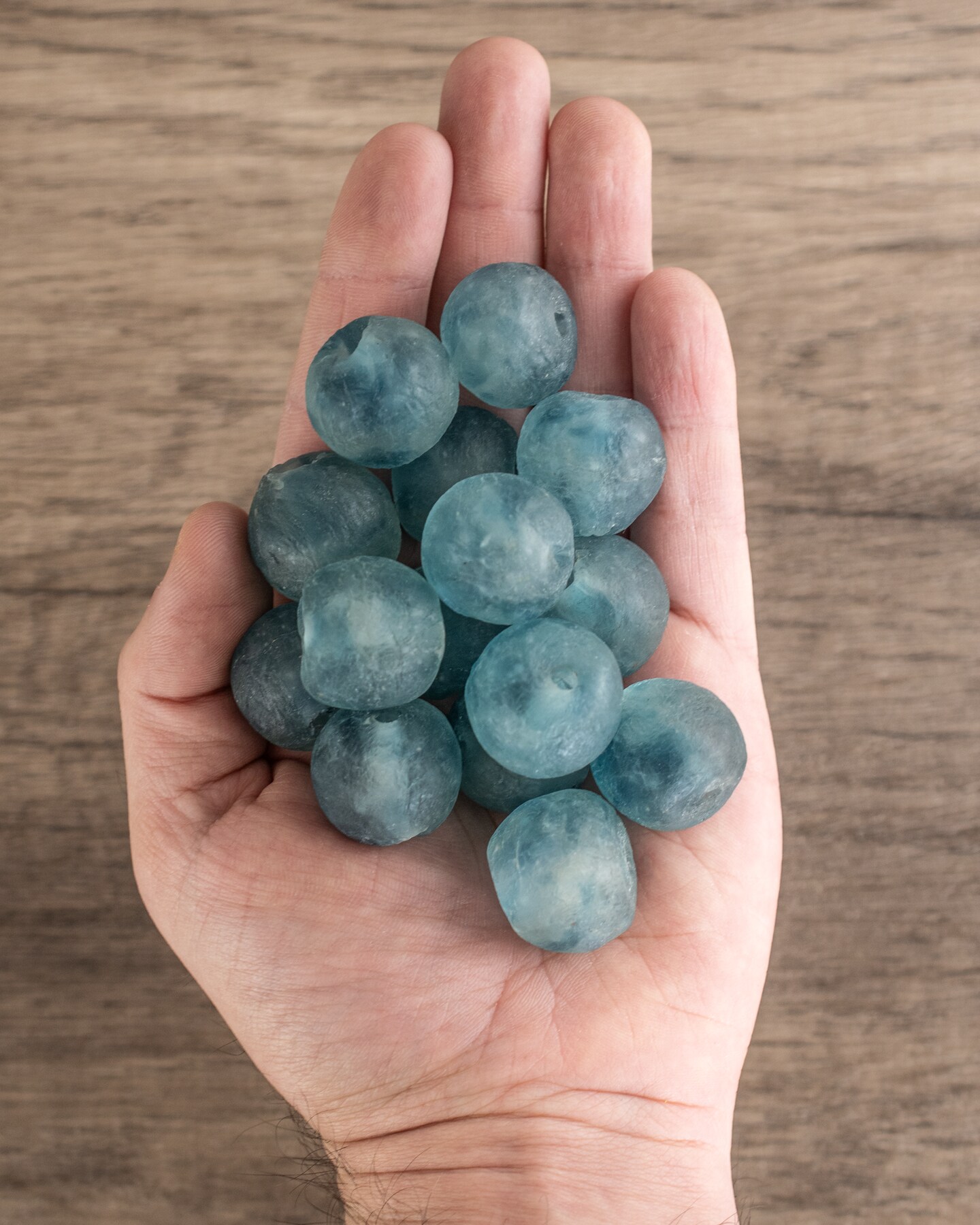 Jumbo Recycled Glass Beads, 21–25mm – African Sea Glass for Wall Hangings, Coffee Table Decor, Shelf Styling, and Home Accents – (Blue Wave Marine) – The Bead Chest