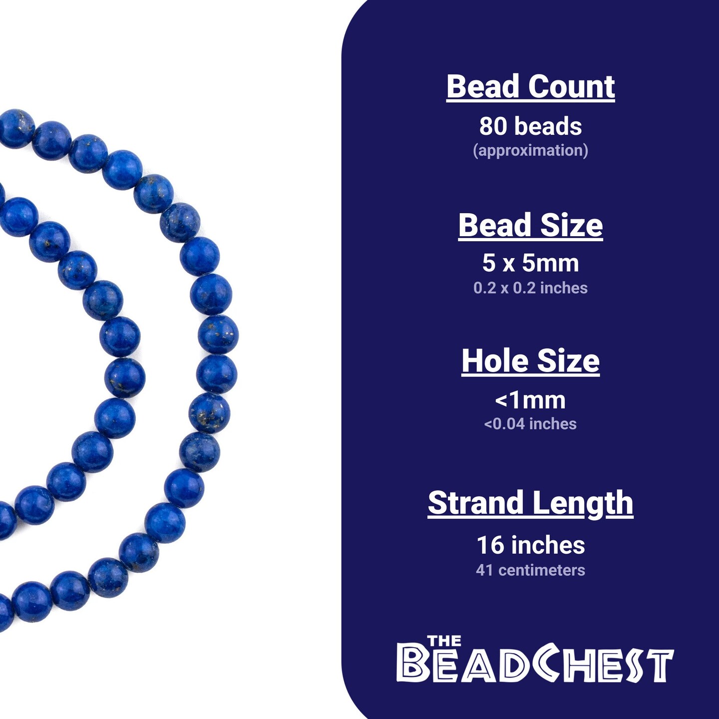 The Bead Chest Lapis Lazuli Round Beads: Mottled Design Gemstone Jewelry Supply, Full Strand, Various Sizes