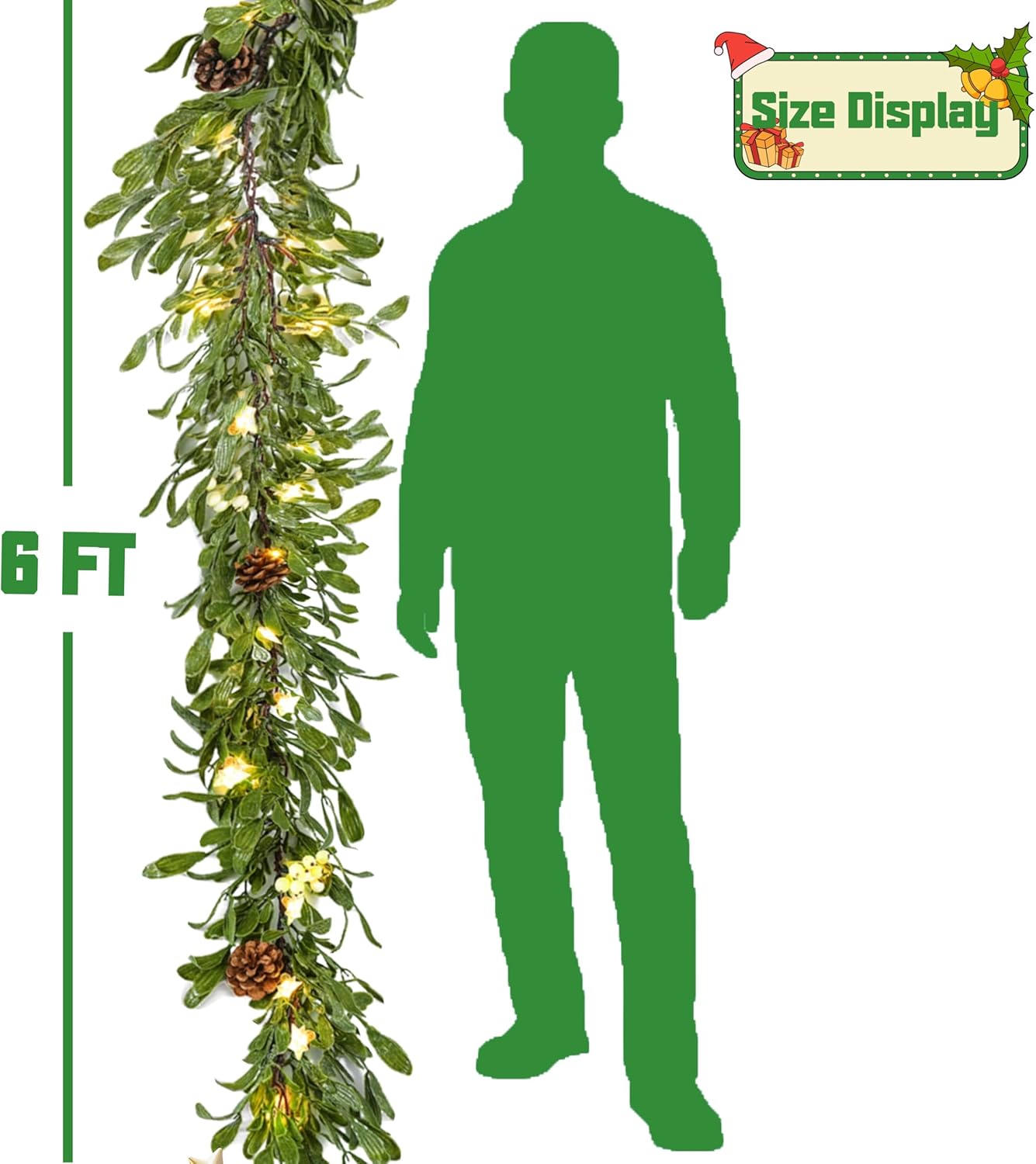 6FT Pre-lit Christmas Garland with 20 LED