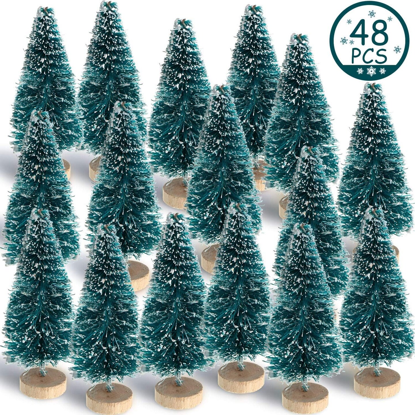 72 Pieces Mini Christmas Trees Bottle Brush Trees (Blue Green) 0.09&#x22;D x 0.09&#x22;W x 1.77&#x22;H