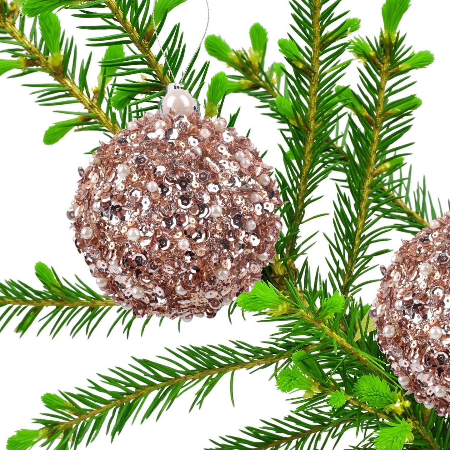 4pc Christmas Ball Shatterproof Ornaments Set (Champagne) - 4.25 x 4.25 x 4.25 inches