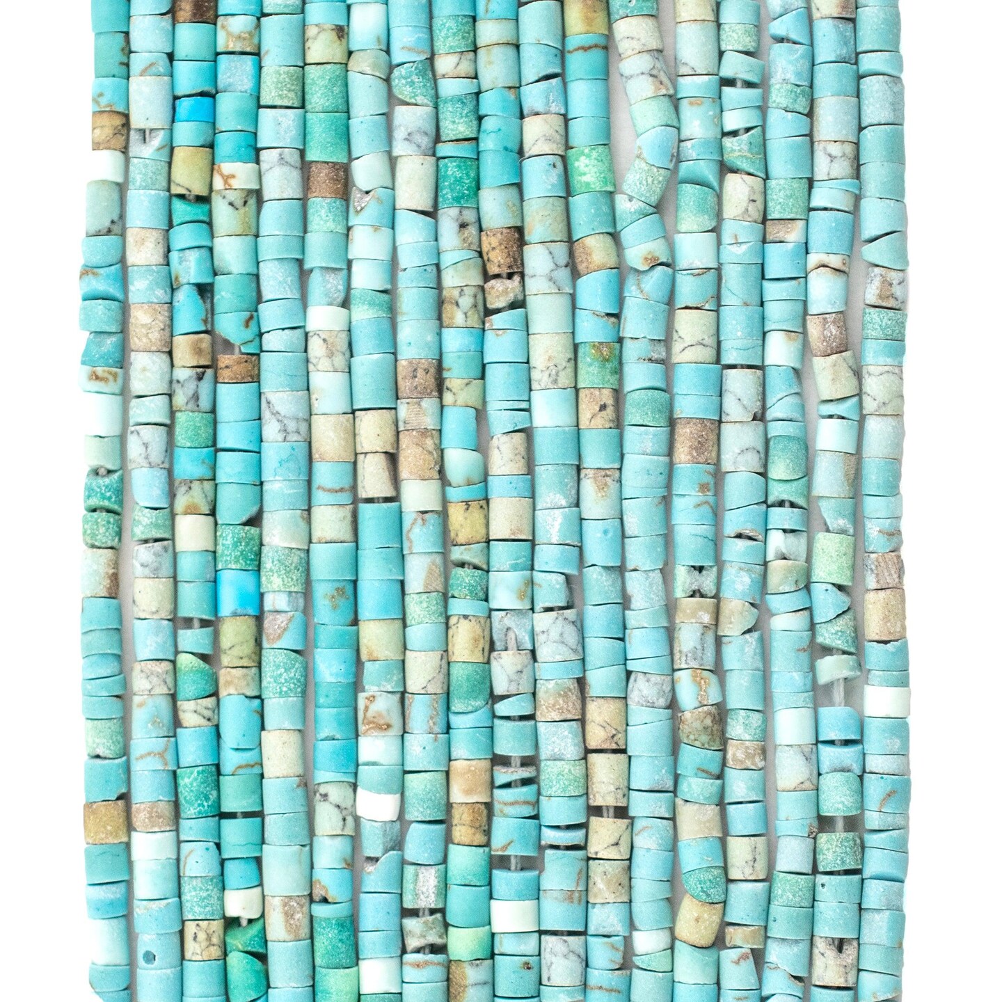 The Bead Chest Cylindrical Afghan Turquoise Beads 2.5mm Afghanistan Blue Heishi Gemstone 14-15 Inch Strand