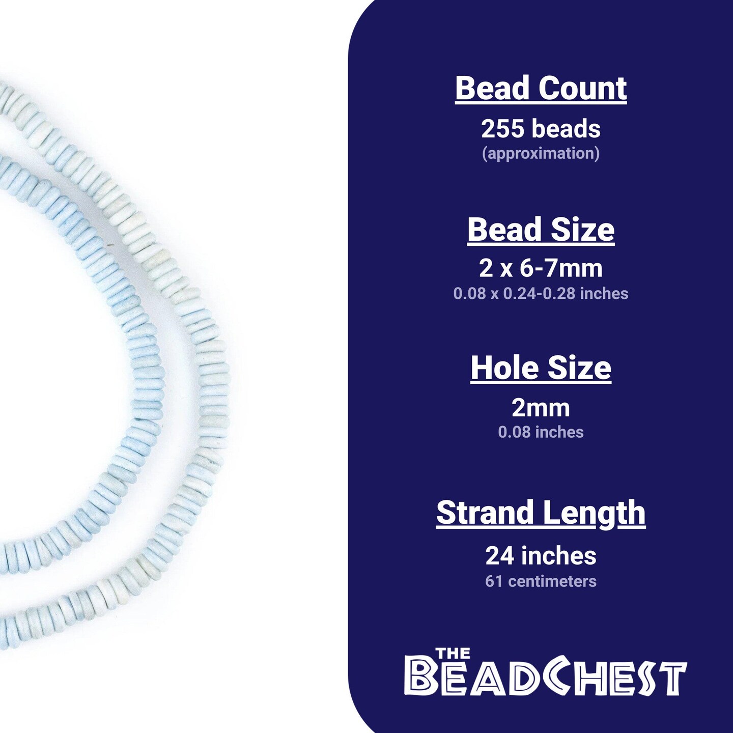 The Bead Chest 6mm Pastel Blue Bone Button Beads: Nepal Flat Round Disk Heishi Beads for DIY Necklace Jewelry Making