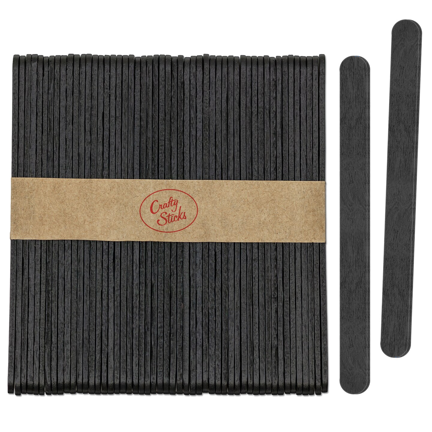 CraftySticks Colored Wood Craft Sticks 4.5 Inch, Red Orange Yellow Green Blue Purple White Black Pink Brown Popsicle Sticks