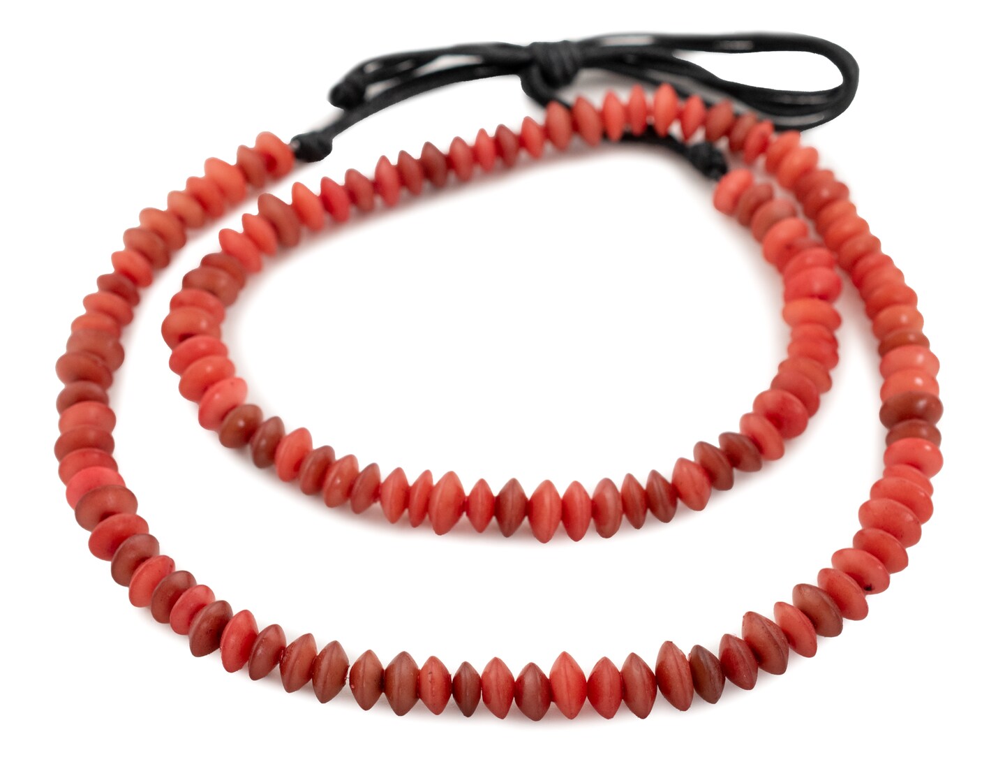 The Bead Chest Red Natural Saucer Seed Beads 8mm Wood 26 Inch Strand