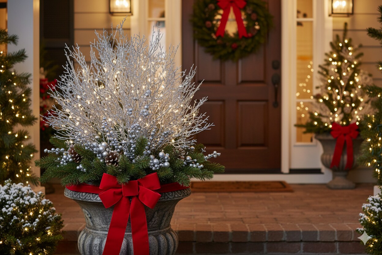 6pc 25-Inch Silver Glitter Mesh Leaf, Christmas Accent, Perfect for Trees, Wreaths, Garland Displays