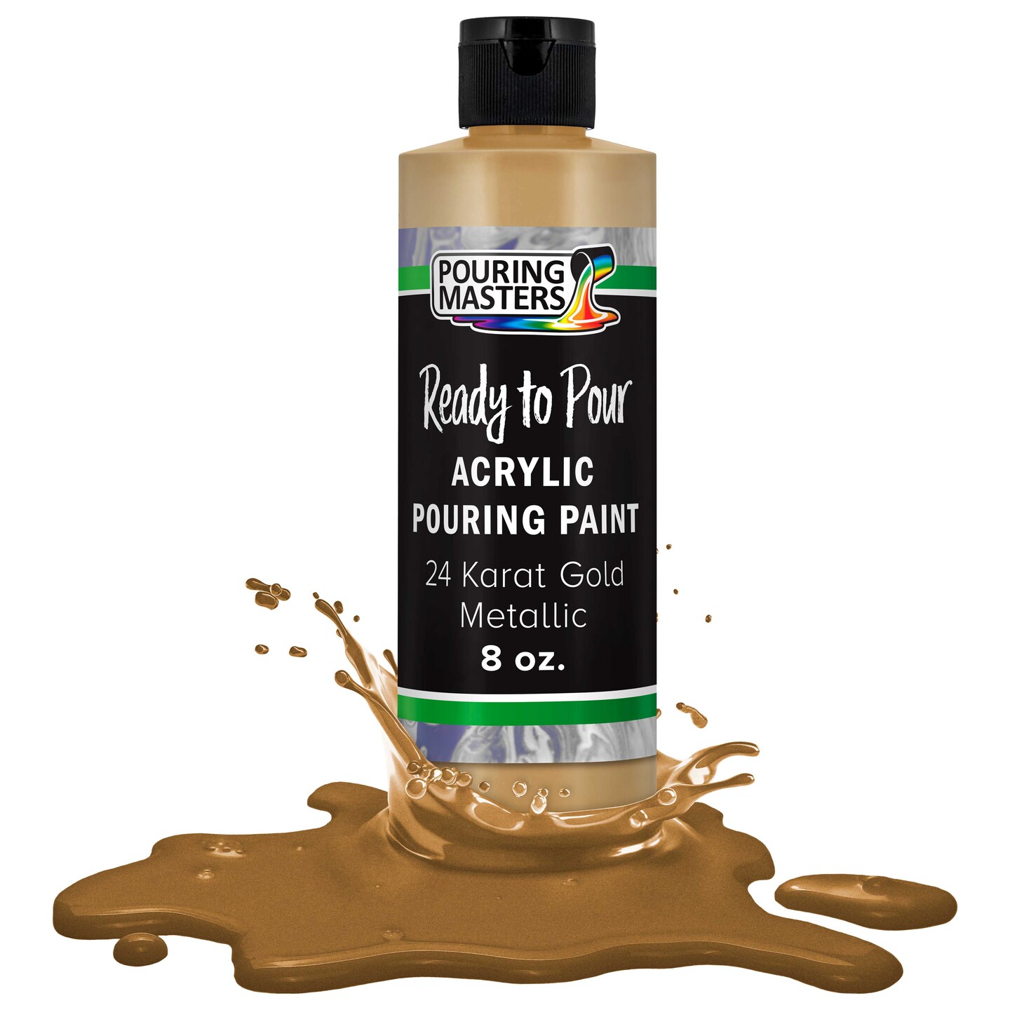 Pouring Masters 24 Karat Gold Ready to Pour Acrylic Pouring Paint - Premium 8-Ounce Pre-Mixed Fluid Acrylic Paint - Fluid Art Supplies for Canvas, Wood, Paper, Tile & Rocks