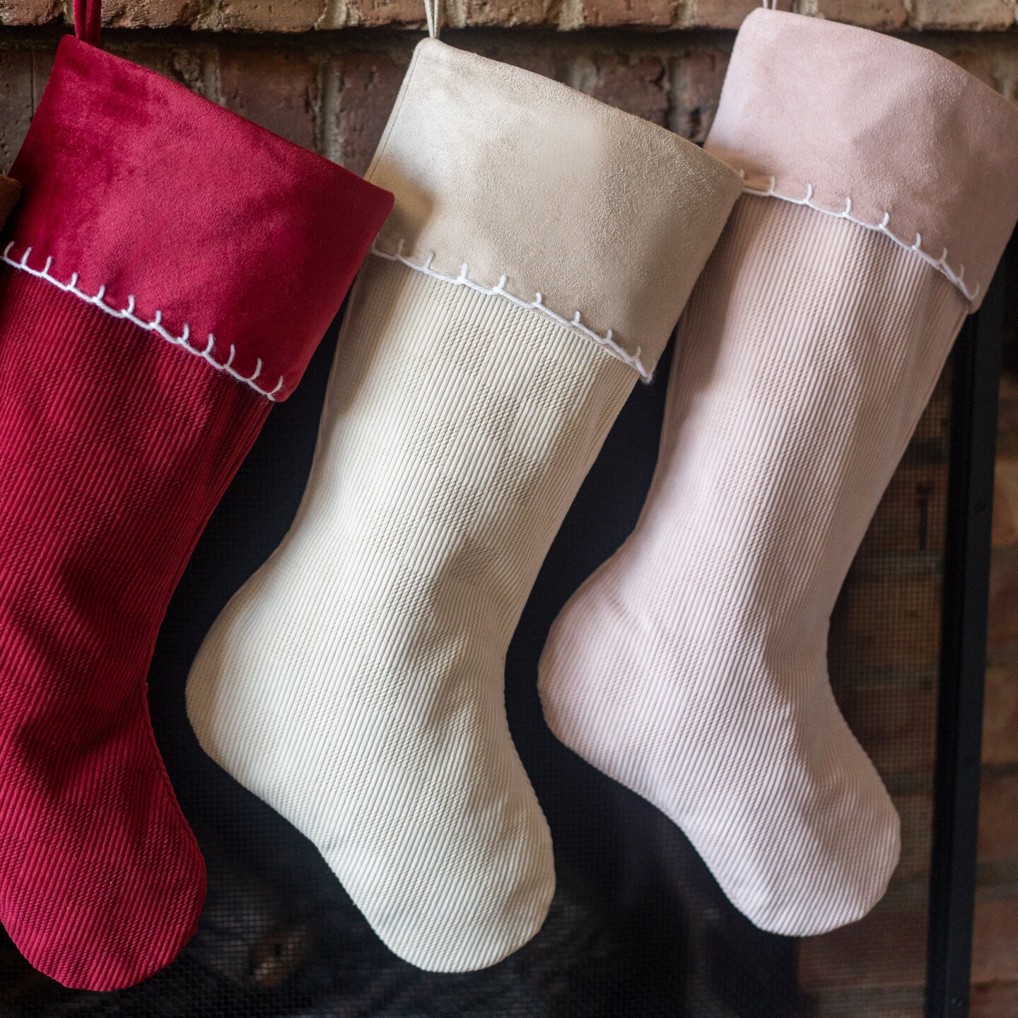 Faux Suede Checkerboard Christmas Stocking