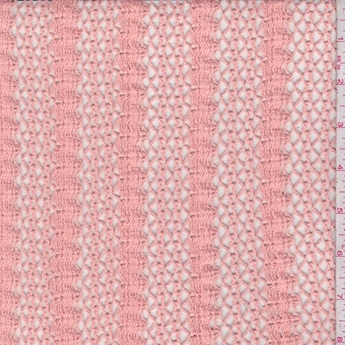 Peach Pink Crochet Deco Stripe Lace Fabric By the Yard