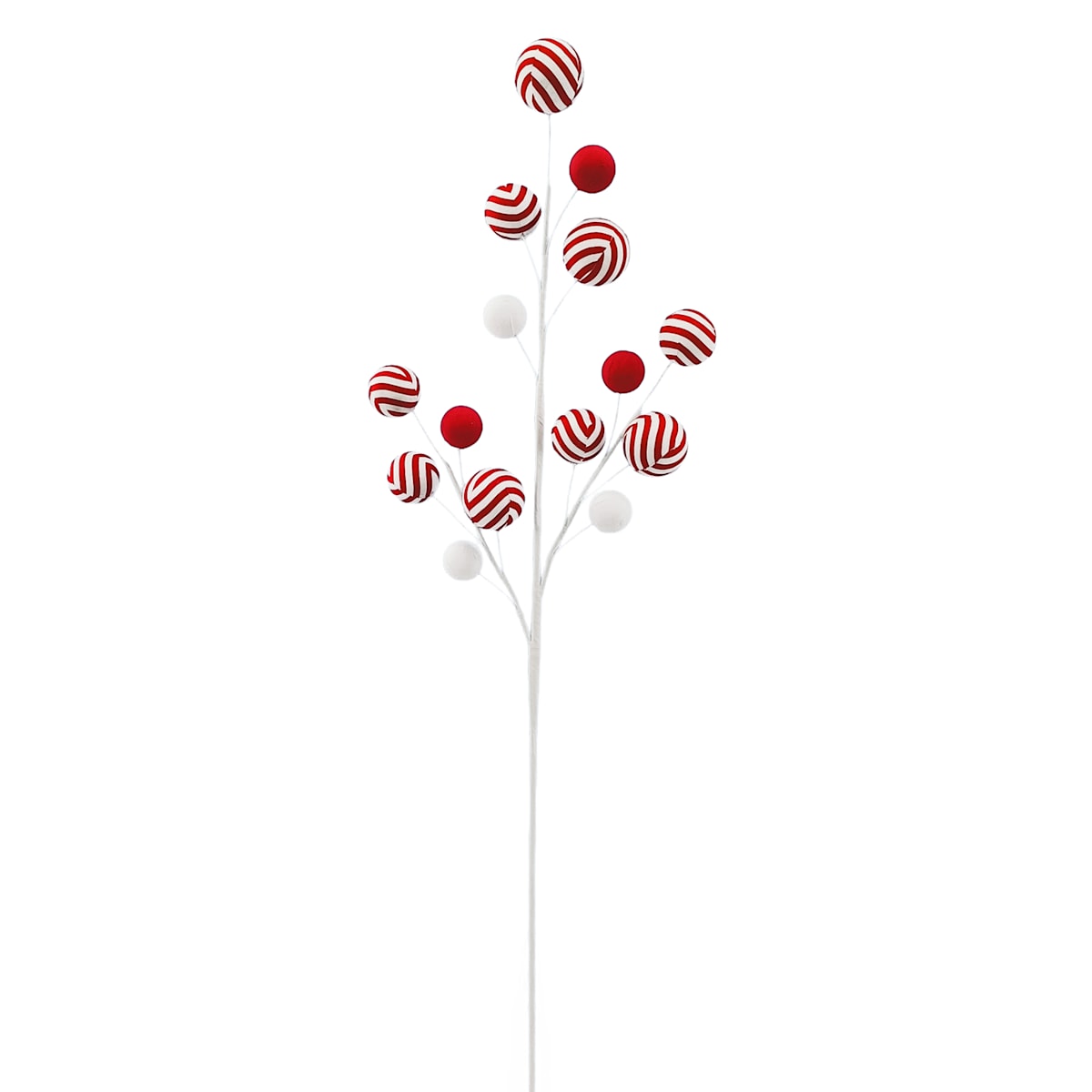 31″ Red & White Peppermint Ball Pick – Candy Christmas Decoration Stem