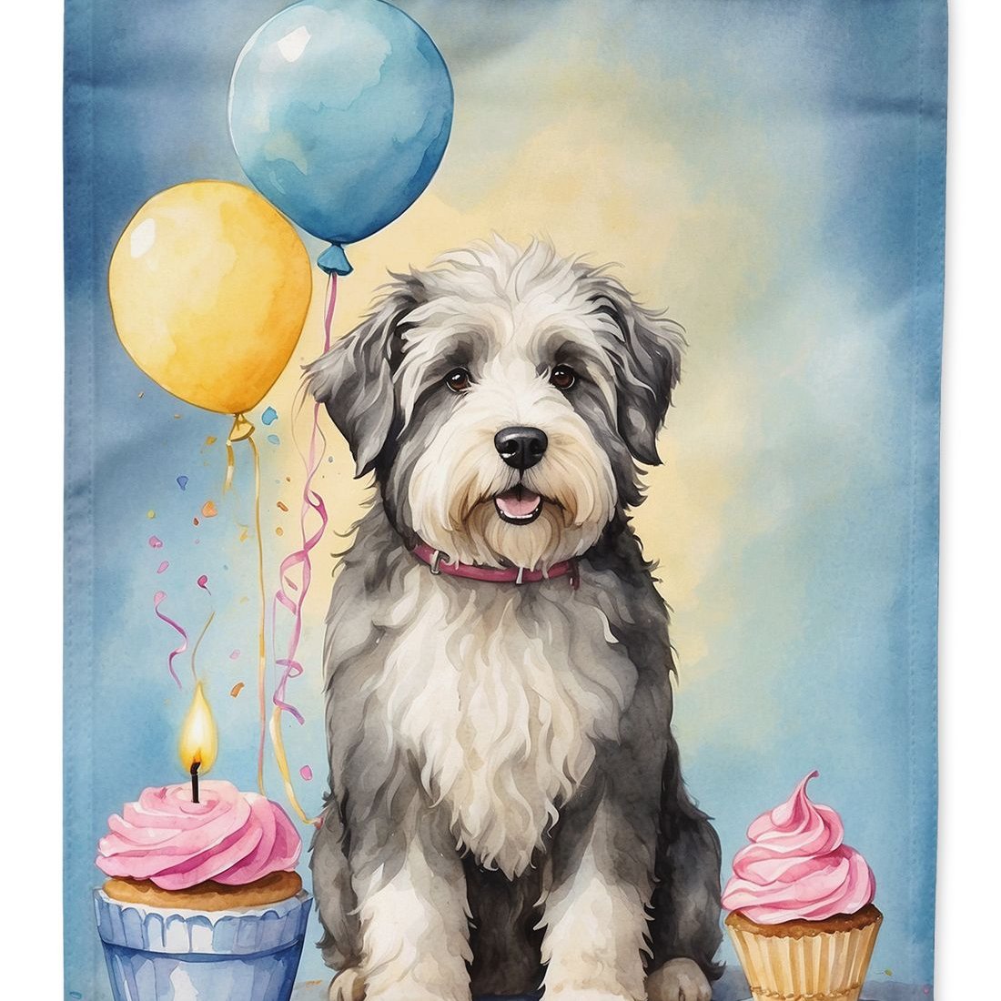 Edge Collections - 11.25" X 15.50" - Multicolor - Old English Sheepdog Birthday Flag - 1 Piece