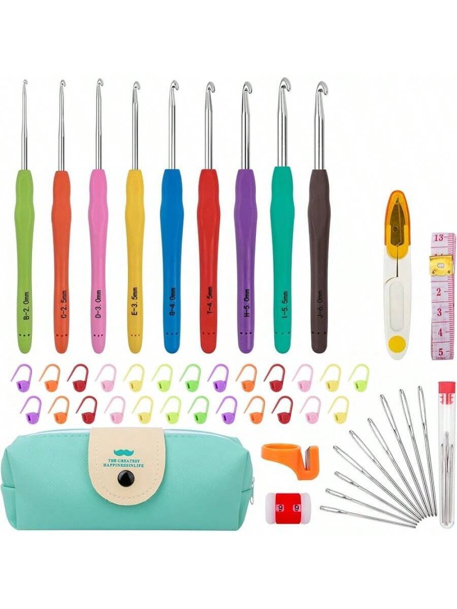 Crochet Hooks 12 Sizes, 51-Pack Yarn Crochet Kit with Ergonomic Handles